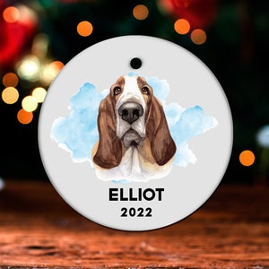 Basset Hound Christmas Ornament, Personalized Basset Hound Ornament, Basset Hound Gift, Basset Hound Christmas Tree Decor GO498