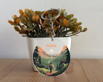 Llavero de senderismo, regalo de senderismo, regalo de Navidad, regalo de cumpleaños, llavero de senderismo, temática de senderismo, llavero de montañas GK283