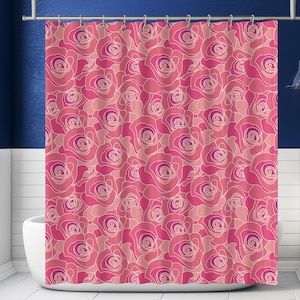 Rosen-Duschvorhang, Rosen-Badezimmer-Dekor, Geschenk zur Wohnungserwärmung