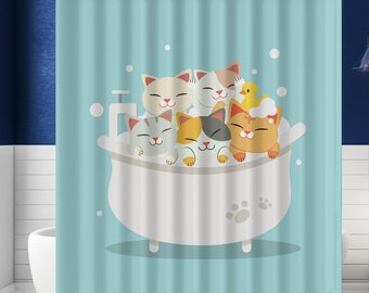 Cats Shower Curtain, Cat Owner Gift, Cat Mom Gifts, Cat Owner Present, Cats in the Bath, Funny Shower Curtain, Cute Shower Curtain SC3