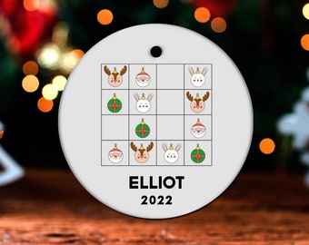 Sudoku Christmas Ornament, Personalized Sudoku Ornament, Sudoku Gift, Sudoku Christmas Tree Decor, Sudoku Decoration, Sudoku Present GO355