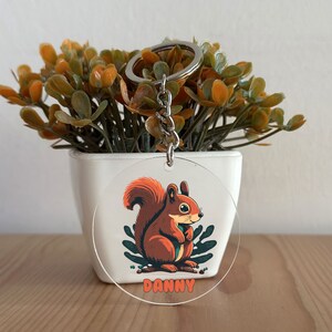 Squirrel Keychain, Custom Acrylic Squirrel Keychain, Squirrel Gift, Personalized present for Her, Gift for Him, Christmas Gift GK9