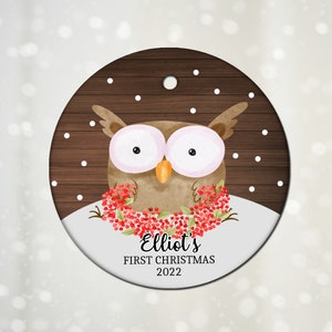 Baby Owl Christmas Ornament, Owl Ornament, First Christmas Ornament, Owl Christmas Tree Decor, Owl  Decoration, Baby Christmas Gift GMO31