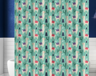Llama Shower Curtain, Llama Bathroom Decor, Housewarming Gift