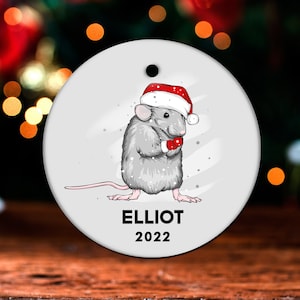 Rat Christmas Ornament, Personalized Rat Ornament, Rat Gift, Rat Christmas Tree Decor, Rat Decoration, Rat Present GO348