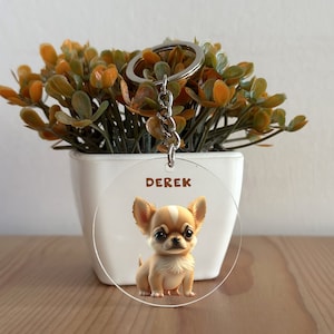 Chihuahua Keychain, Custom Acrylic Chihuahua Keychain, Chihuahua Gift, gift for Her, Gift for Him, Christmas Gift, Chihuahua lover GK141