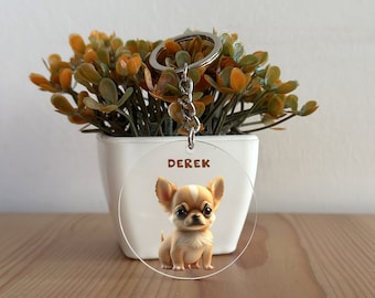 Llavero chihuahua, llavero chihuahua acrílico personalizado, regalo chihuahua, regalo para ella, regalo para él, regalo de Navidad, amante de chihuahua GK141