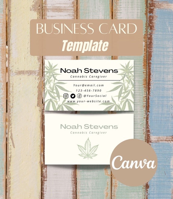 Cannabis Business Card Canva Template Business Card Template Etsy