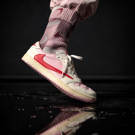 Travis Scott Inspired Crew Socks: Sail Tropical Pink Design