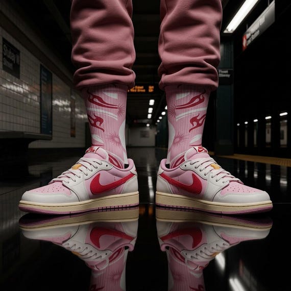 Travis Scott Inspired Crew Socks: Dusty Pink Cactus Jack Design - Etsy