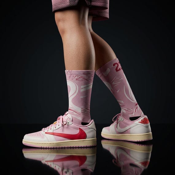 Travis Scott Inspired Crew Socks: Dusty Pink Cactus Jack Design - Etsy