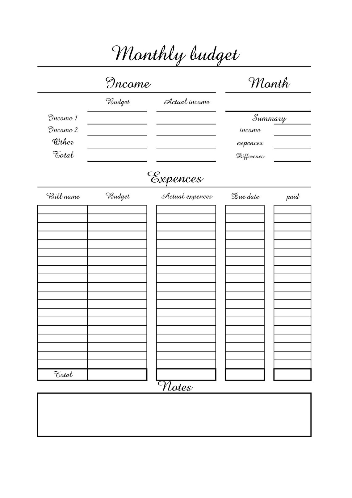 Printable Budget Planners Etsy