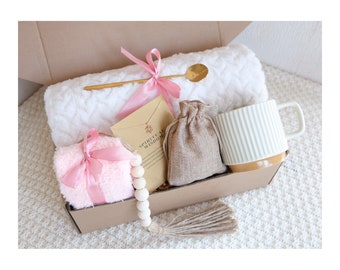 Coffret cadeau joyeux anniversaire pour elle, coffret cadeau Hygge avec couverture, cadeau de remerciement, cadeau pensant à vous, coffret cadeau confortable, coffret cadeau pour femmes