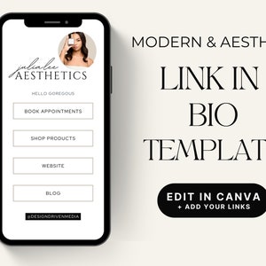 Instagram Link in Bio Template Canva, Instagram Landing Page, Instagram Skincare Template, Instagram Template Canva,  Link in Bio Template