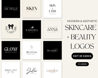 Skincare Logos | Instagram Templates for Skincare | Beauty Logo | Spa Logos | Editable Logo Template | Branding Kit | Esthetician Logo Canva