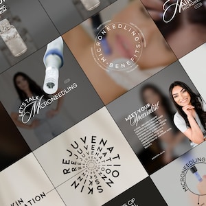Microneedling Instagram-sjabloon, Instagram-sjablonen voor huidverzorging, schoonheidsspecialiste sociale media, Medspa Post-sjabloon, sociale media Post Canva