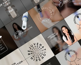 Microneedling Instagram Template, Instagram Templates for Skincare, Aesthetician Social Media, Medspa Post Template, Social Media Post Canva