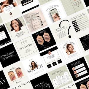 Instagram Templates for Skincare Canva, Permanent Makeup Instagram, Microblading Instagram Templates, PMU Instagram Social Media Post CANVA