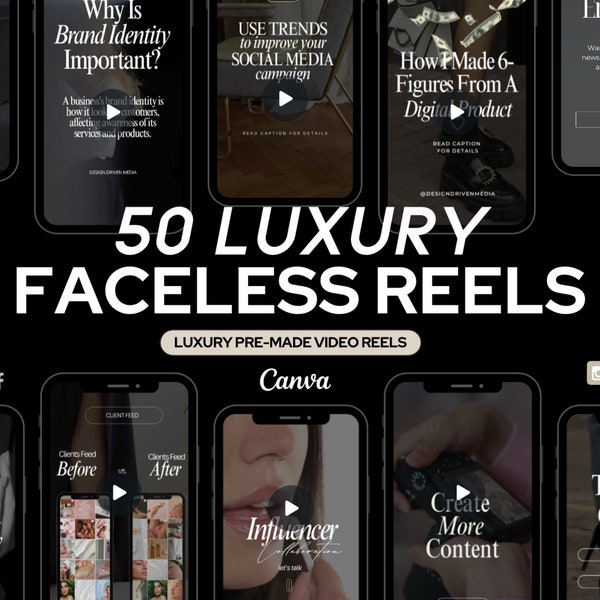 50 Reels de lujo sin rostro: Plantillas de Canva para redes sociales