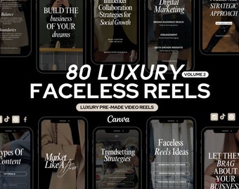 Faceless Reels Marketing numérique | Modèles pour réseaux sociaux Canva, Bobines Instagram Coach, Bobines vidéo Instagram, Modèle Instagram, Luxe