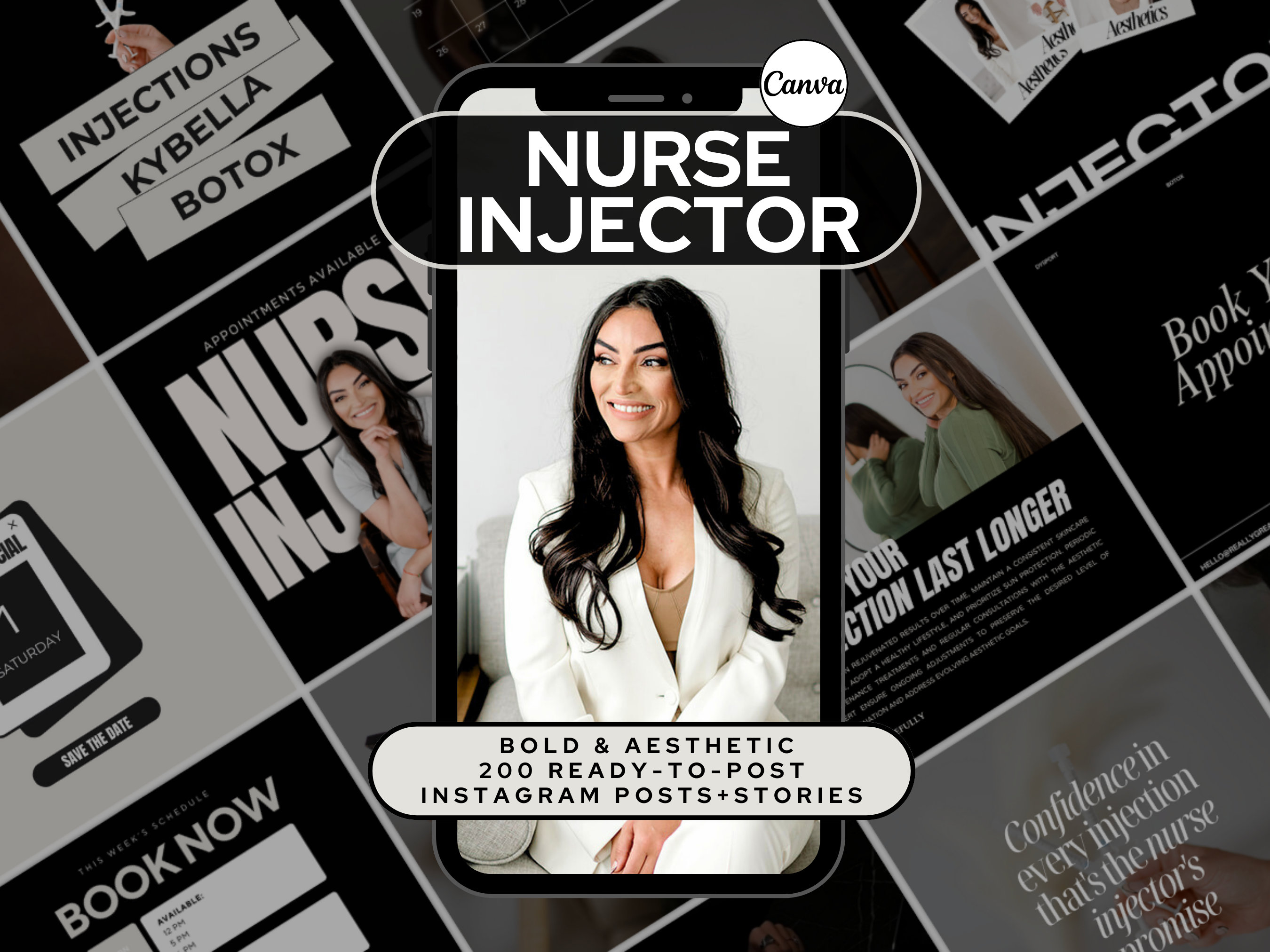 Nurse Injector Instagram Templates: Medspa Social Media (CANVA) Medspa ...