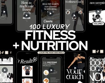 100 Fitness & Ernährungs Coach Instagram Reels: Canva Template