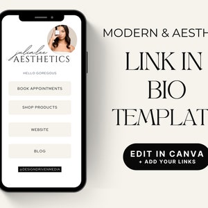 Mall för Instagram-länk i bio för modern hudvård (Canva)
