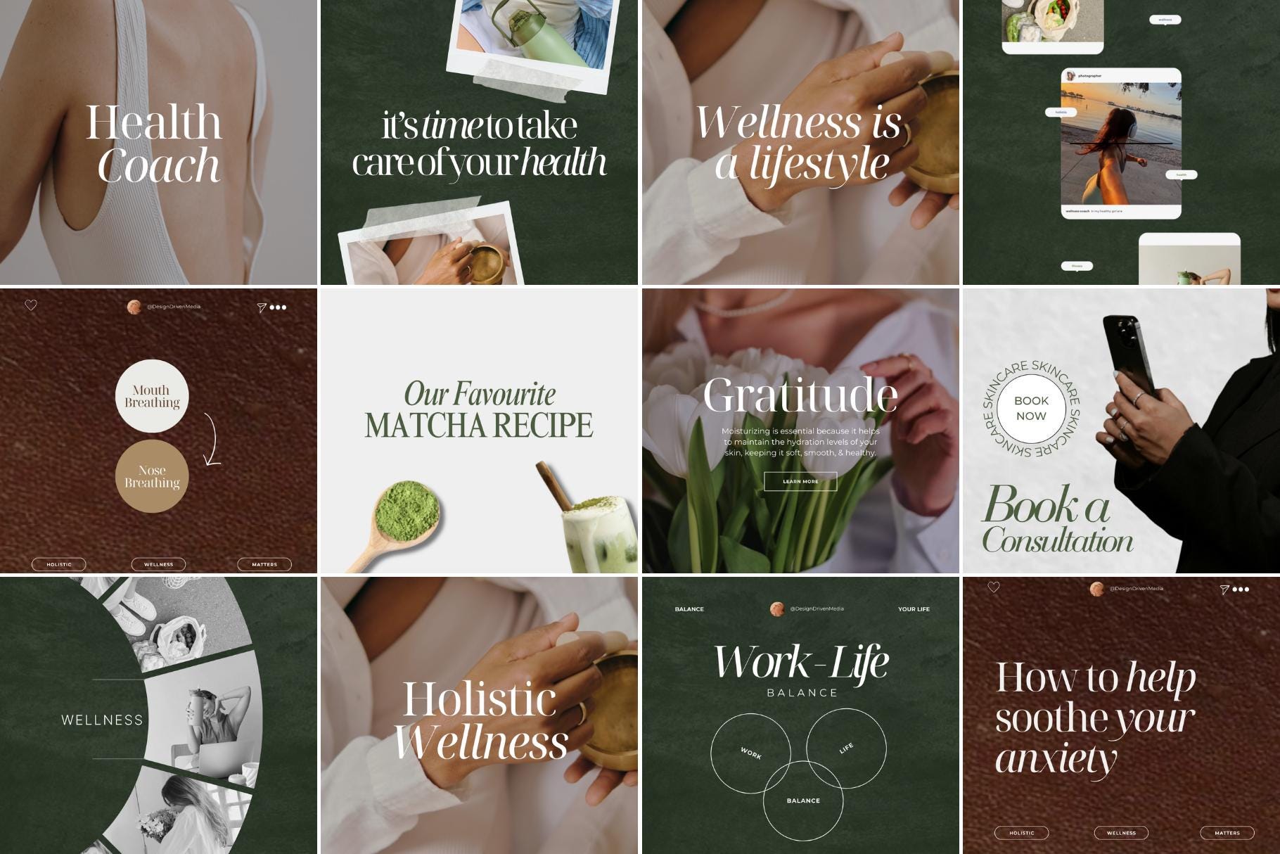 Wellness Coach Instagram Templates, Holistic Health Social Media Posts ...
