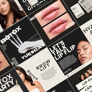 Botox and Filler Canva Template, Nurse Injector Templates, Skincare Instagram templates, Botox Templates, Medspa Templates, Social Media