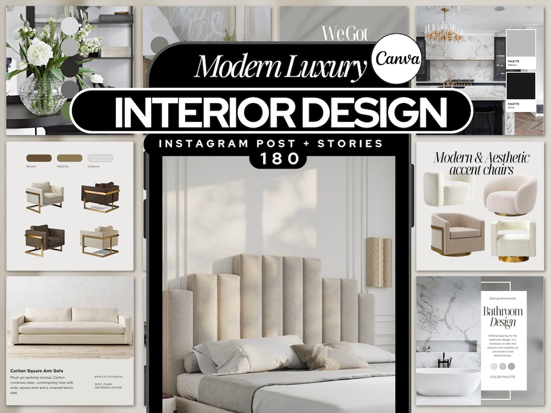 Interior Design Instagram Templates: Mood Board, Luxury Design (canva ...