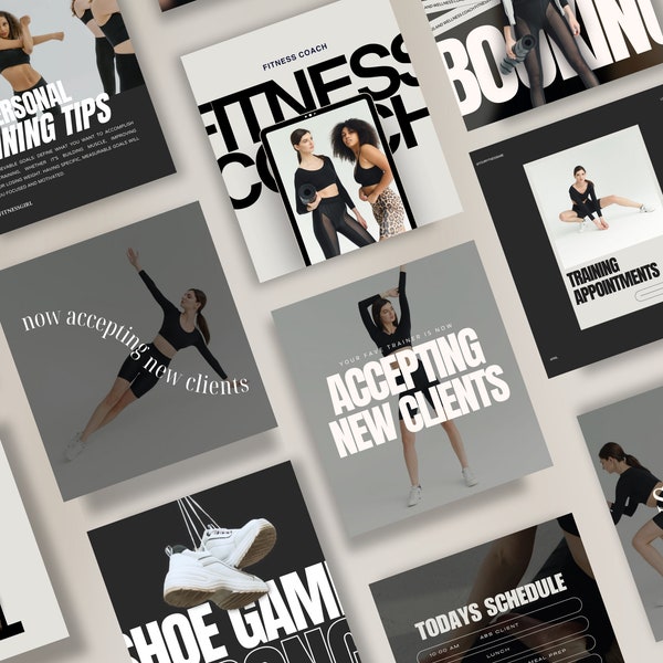 Fitness Coach Instagram Template, Health Coach, Social Media Template, Nutrition Coach, Personal Trainer, Health and Wellness Coach, CANVA