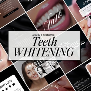 131 Plantillas de Instagram para blanqueamiento dental / Publicación en redes sociales sobre blanqueamiento dental / Publicación de Instagram sobre Tooth Gem / Volante de blanqueamiento dental / Logotipo de Canva