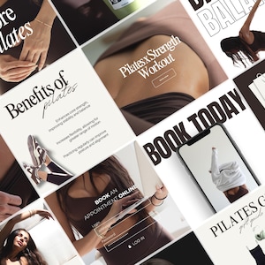 Pilates Instagram Templates | Pilates Instructors Instagram, Pilates Social Media Instagram, Posts Pilates Coach Instagram Posts | Fitness