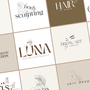 Hautpflege Logo-Design-Vorlagen | Beauty-Logo Spa-Logo | Bearbeitbare Logo Vorlage | Kosmetikerin, Frauengesicht, Canva Template | Instagram Vorlage