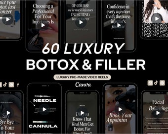Botox and Filler Instagram Reels, Canva Template, Nurse Injector Templates, Skincare Templates, Luxury Templates, Medspa Social Media Videos