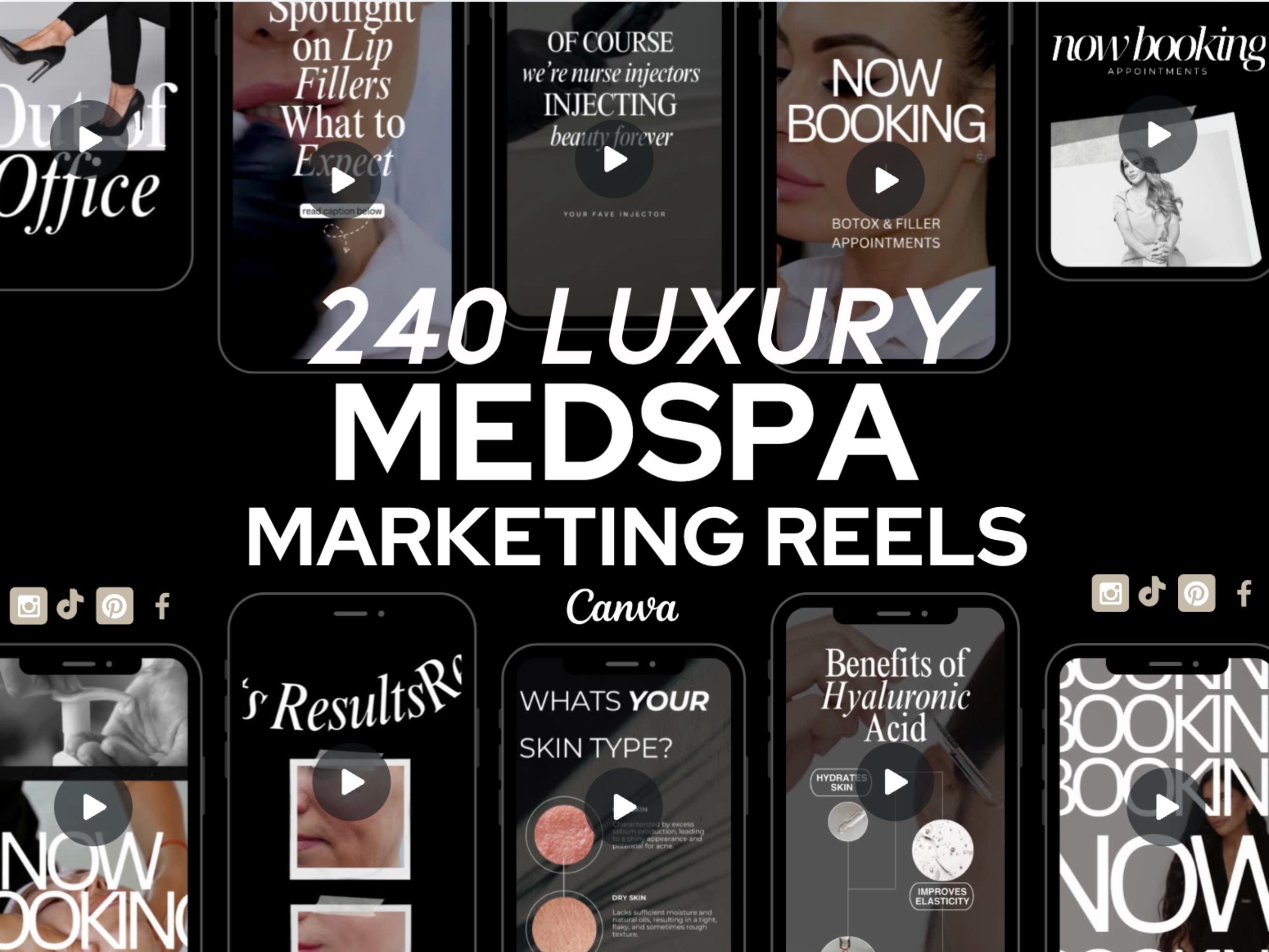 Luxury Medspa Instagram Video Reels: Skincare & Botox Templates (Canva)