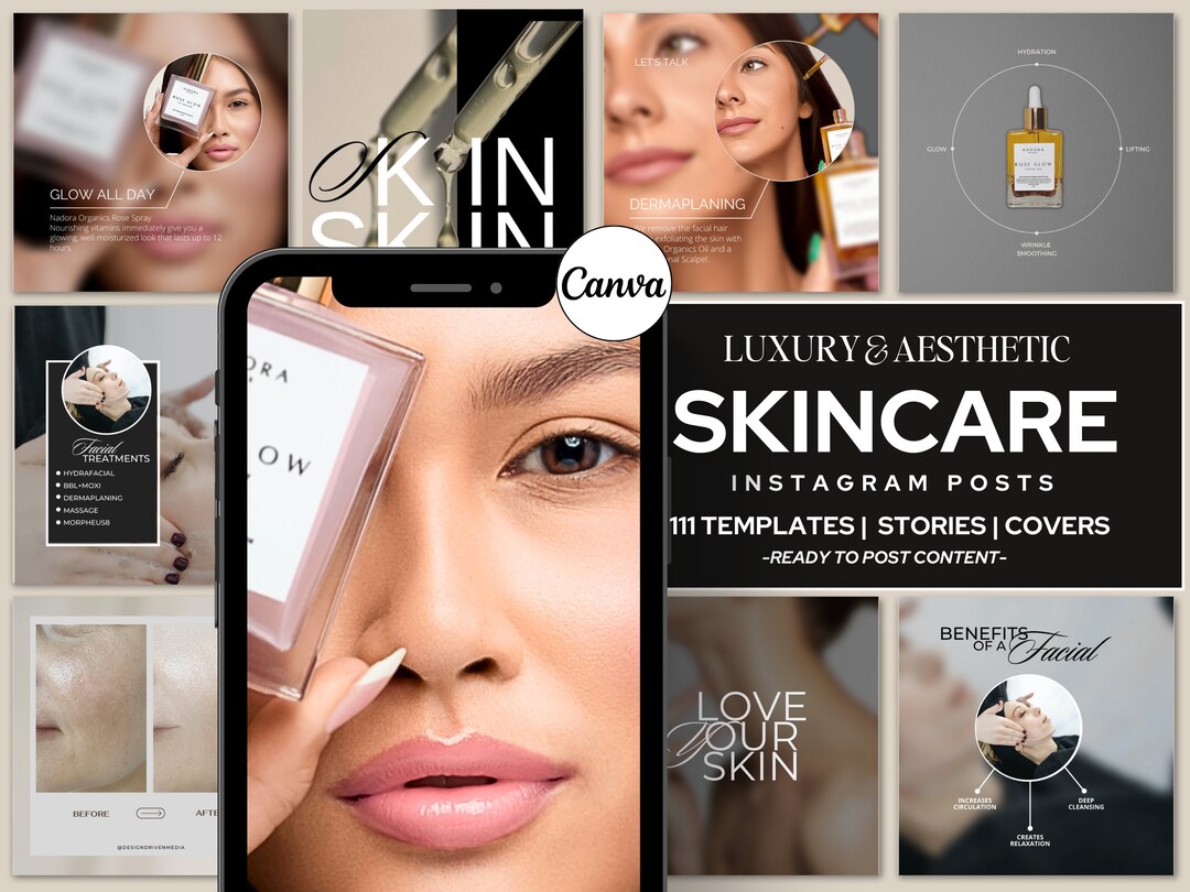 Skincare Instagram Templates Canva, Beauty Instagram Templates