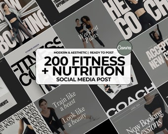 Fitness Coach Instagram Templates: Gesundheit & Wellness (CANVA TEMPLATE) Social Media Post Trainer