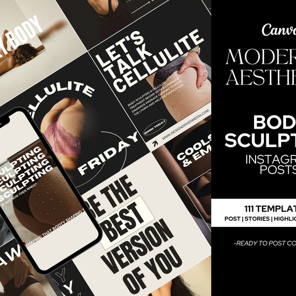 Body Sculpting Instagram Templates: Esthetician Canva Posts (111 Total)