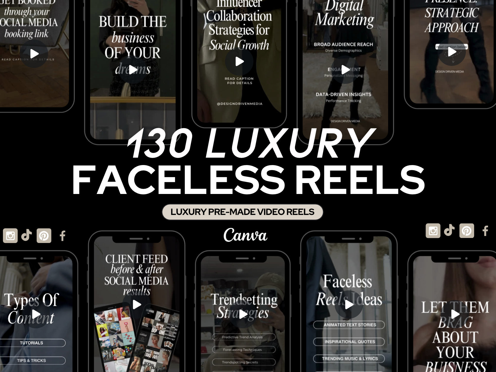 Faceless Digital Marketing | Social Media Templates Canva, Coach Instagram Reels, Instagram Video Reels, Instagram Template, Luxury Reels