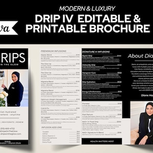 IV Therapy Templates | Iv Hydration Brochure | IV Therapy Marketing, IV Therapy, Trifold Brochure Template, Nurse Injector, Canva, Beauty