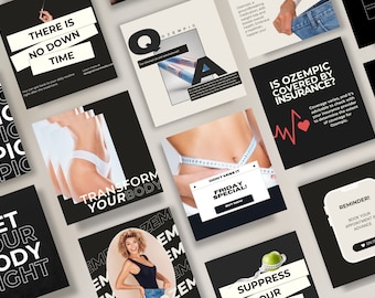 semaglutide instagram Semaglutide Weight Loss Instagram Templates: Med Spa Marketing (canva)