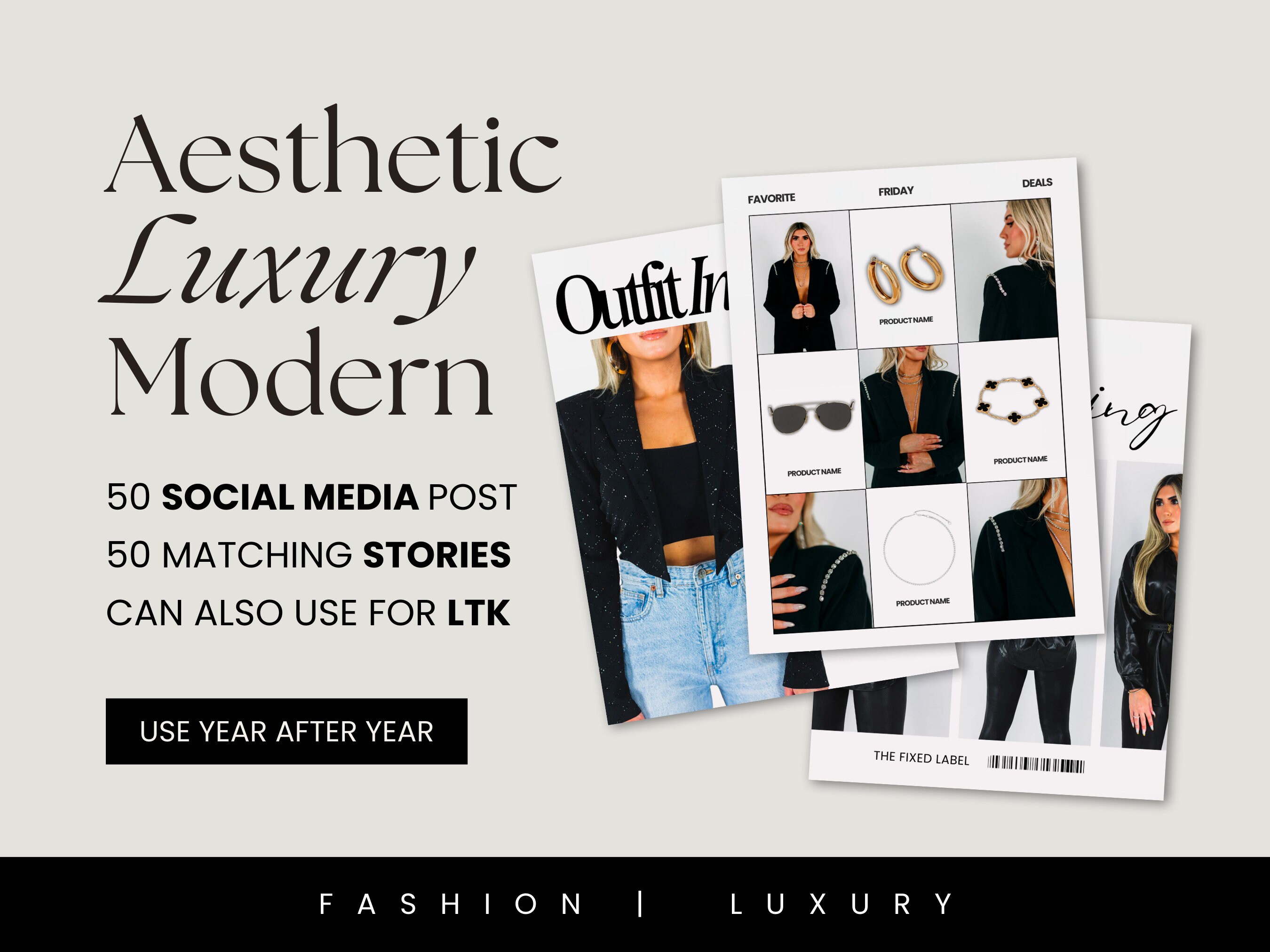 Fashion Instagram Post Canva Templates: Boutique Blogger Social Media ...