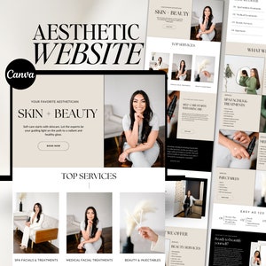 Skincare Canva Website Template, Canva Template, Canva Editable Template, Aesthetic Website Template | Esthetician | Medspa | Beauty | Botox