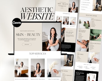 Aesthetic Skincare Website Canva Template, Beauty, Medspa