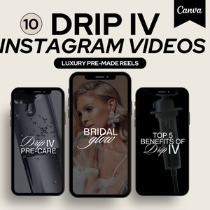 IV Therapy Instagram Templates | Drip Iv Hydration Instagram Templates | Video Reel Templates | Instagram Templates | Nurse Injector Canva