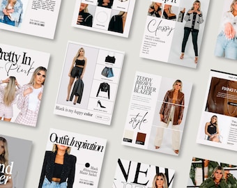 May include: A collage of images featuring different outfit inspiration for women. The images include a pink blazer, a black leather jacket, a brown leather blazer, and a tweed cardigan. The text "Pretty in Pink", "Black is my happy color", "Outfit Inspiration", "Classy", "Teddy Brown Leather Blazer", and "New York" are visible in the images.