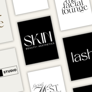 Logotipos de cuidado de la piel / Plantillas de Instagram para el cuidado de la piel / Logotipos de belleza / Logotipos de spa / Plantilla de logotipo editable / Kit de marca / Logotipo de esteticista Canva