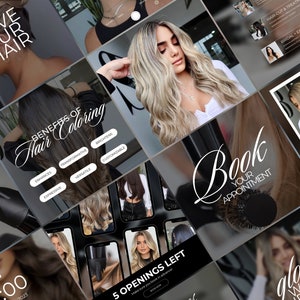 Luxury Hair Templates For Instagram | Hairstylist Instagram Post | Hair Instagram Template | Hair Salon | Social Media Post | Beauty Canva