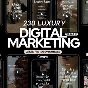 Luxury Digital Marketing: 230 Instagram Reels Canva Templates